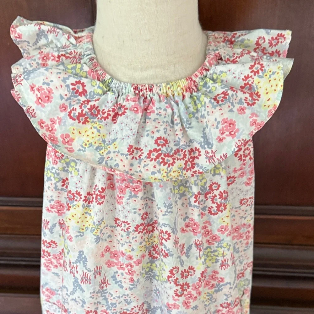 Tea Collection Girls Size 4 Floral Cotton Ruffle Collar Dress Spring Summer
